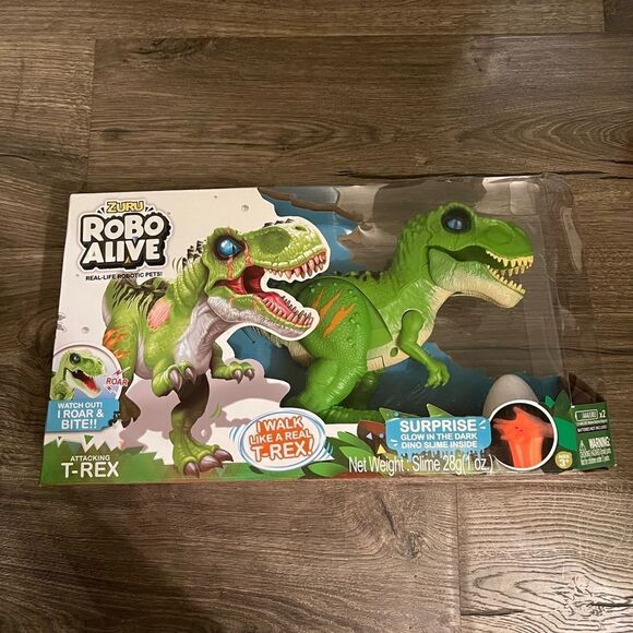 New ZURU Robo Alive ATTACKING T-REX Robotic Dinosaur Pet Glow In Dark SLIME EGG - Picture 1 of 5